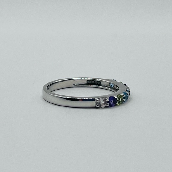 Genuine Multi-Gemstones Sterling Silver Ring - Picture 7 of 7